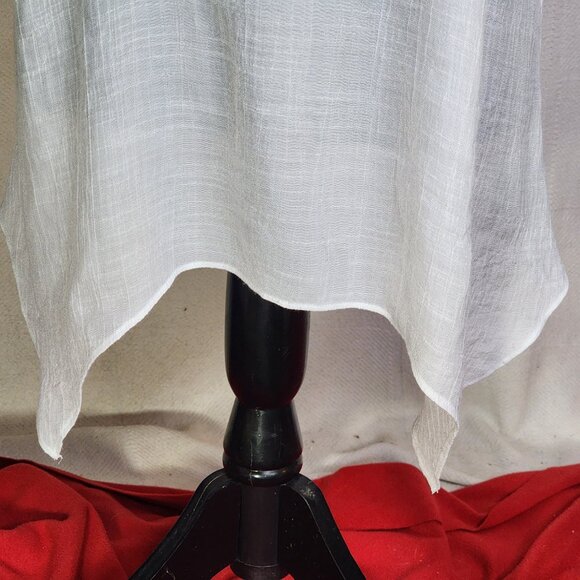 AB Studio White Handkerchief Hem Sleeveless Rayon Poly Gauze Beaded Tank Size XL - Picture 7 of 16